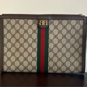 GUCCI x BALENCIAGA Brand New BB Supreme Web Ophidia Clutch with Box